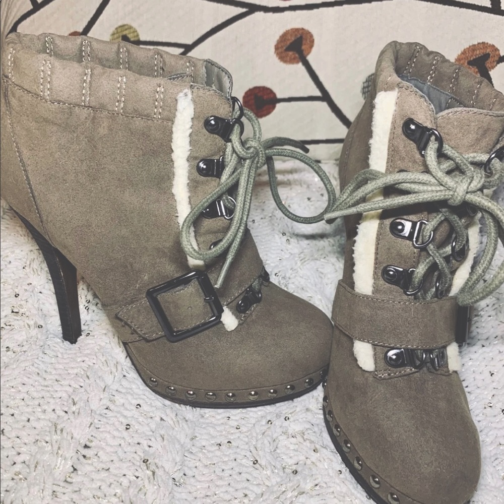 Bakers Taupe lace up with Metal Buttons